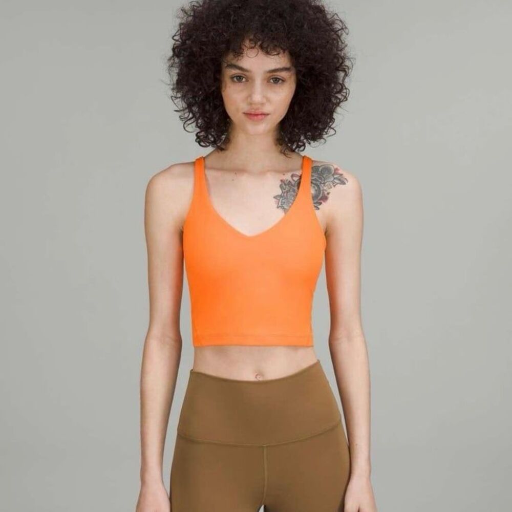 Lululemon Align Waist-Length Tank Highlight Orange Size 4 Built In Bra Nulu